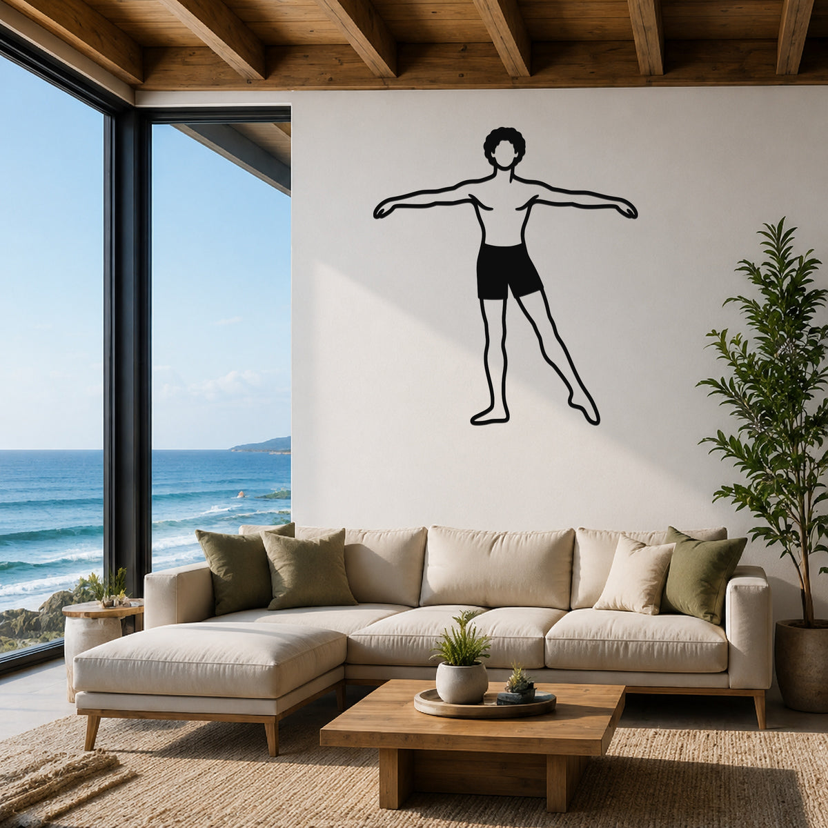 Male Ballet À la seconde waterproof steel metal wall art, mockup 1