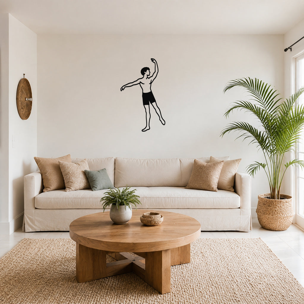 Male Ballet Effacé derrière waterproof steel metal wall art, mockup 1