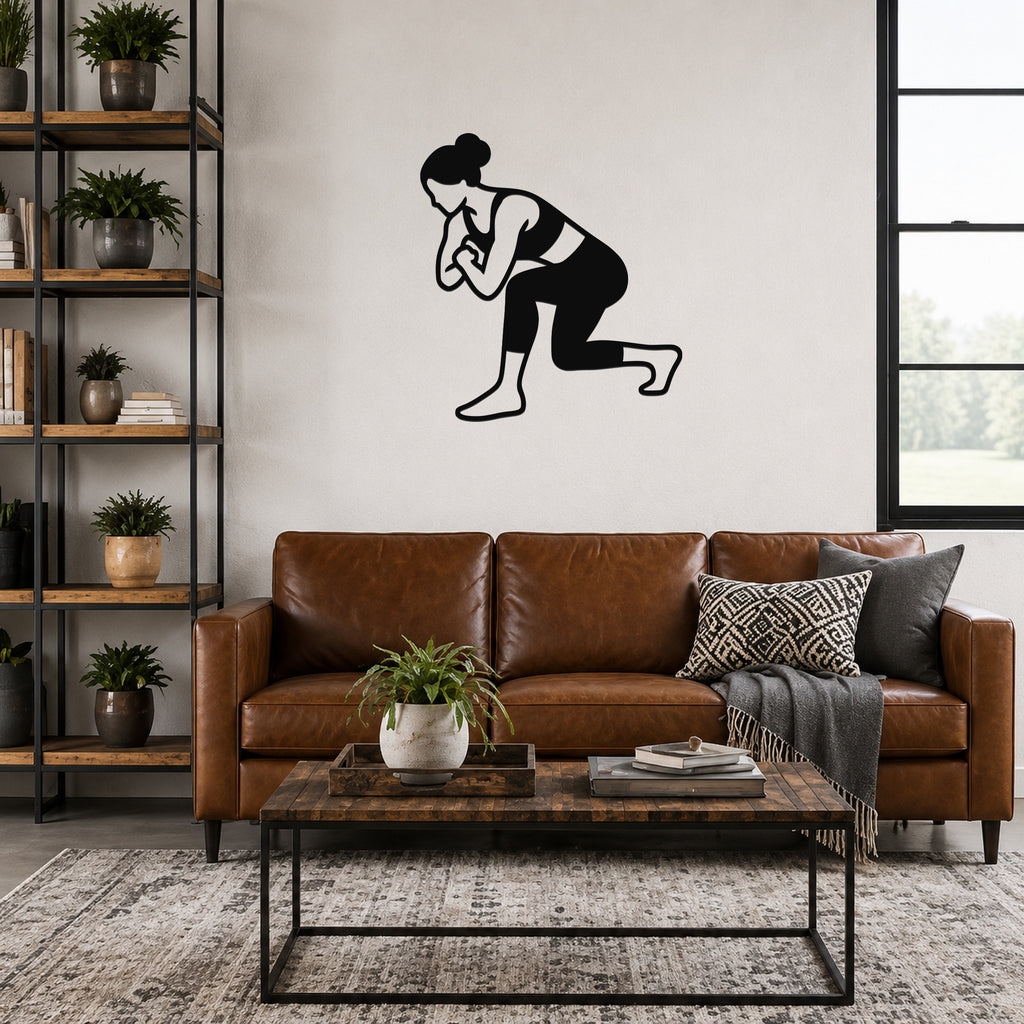 Female Wrestling Single Leg Entry waterproof steel metal wall art, mockup 1