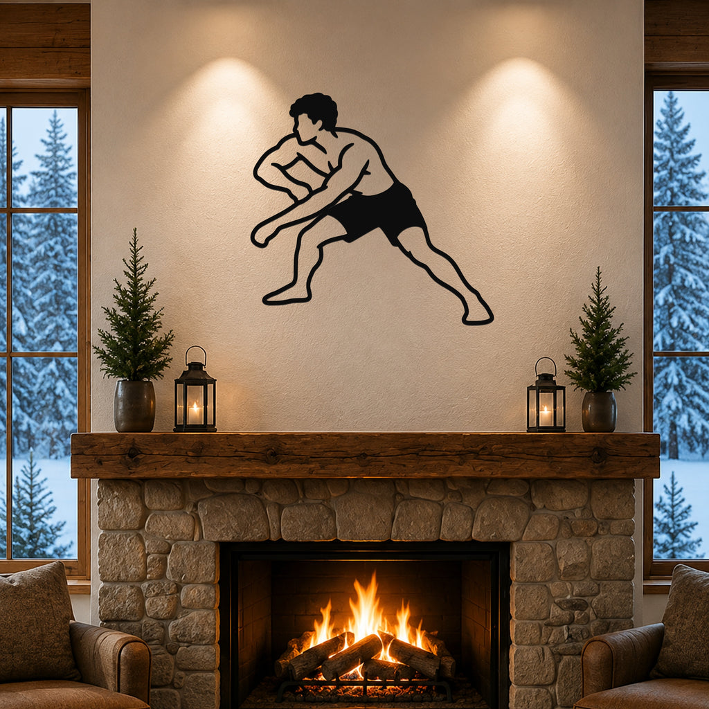 Male Wrestling Arm Drag waterproof steel metal wall art, mockup 1