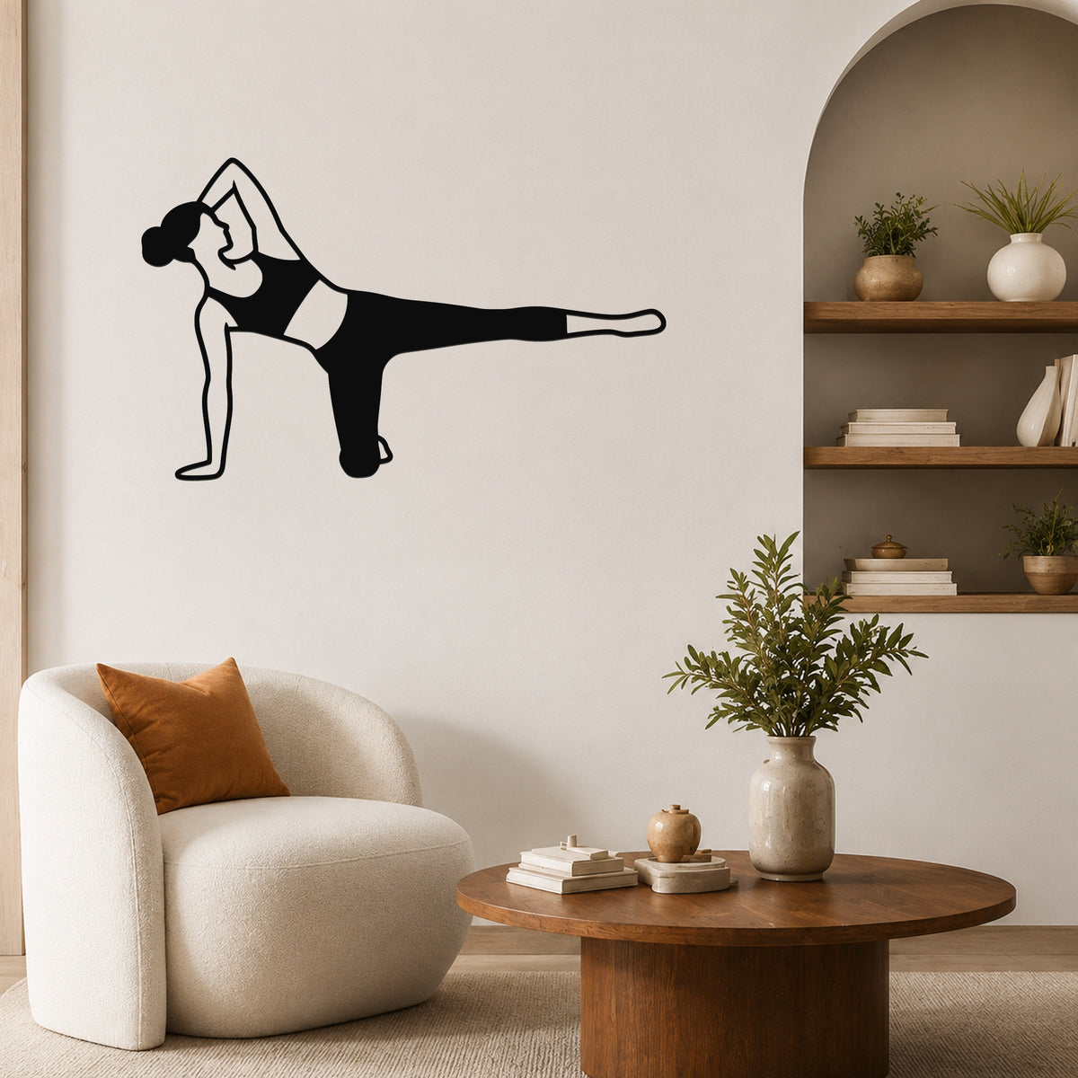 Female Classical Pilates Side Kick Kneeling waterproof steel metal wall art, mockup 1