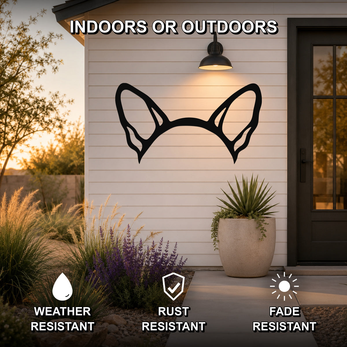 Chihuahua dog ear waterproof metal wall art, mockup 2