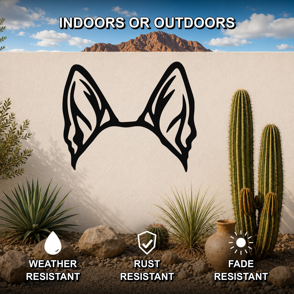 German Shepherd dog ear waterproof metal wall art, mockup 2