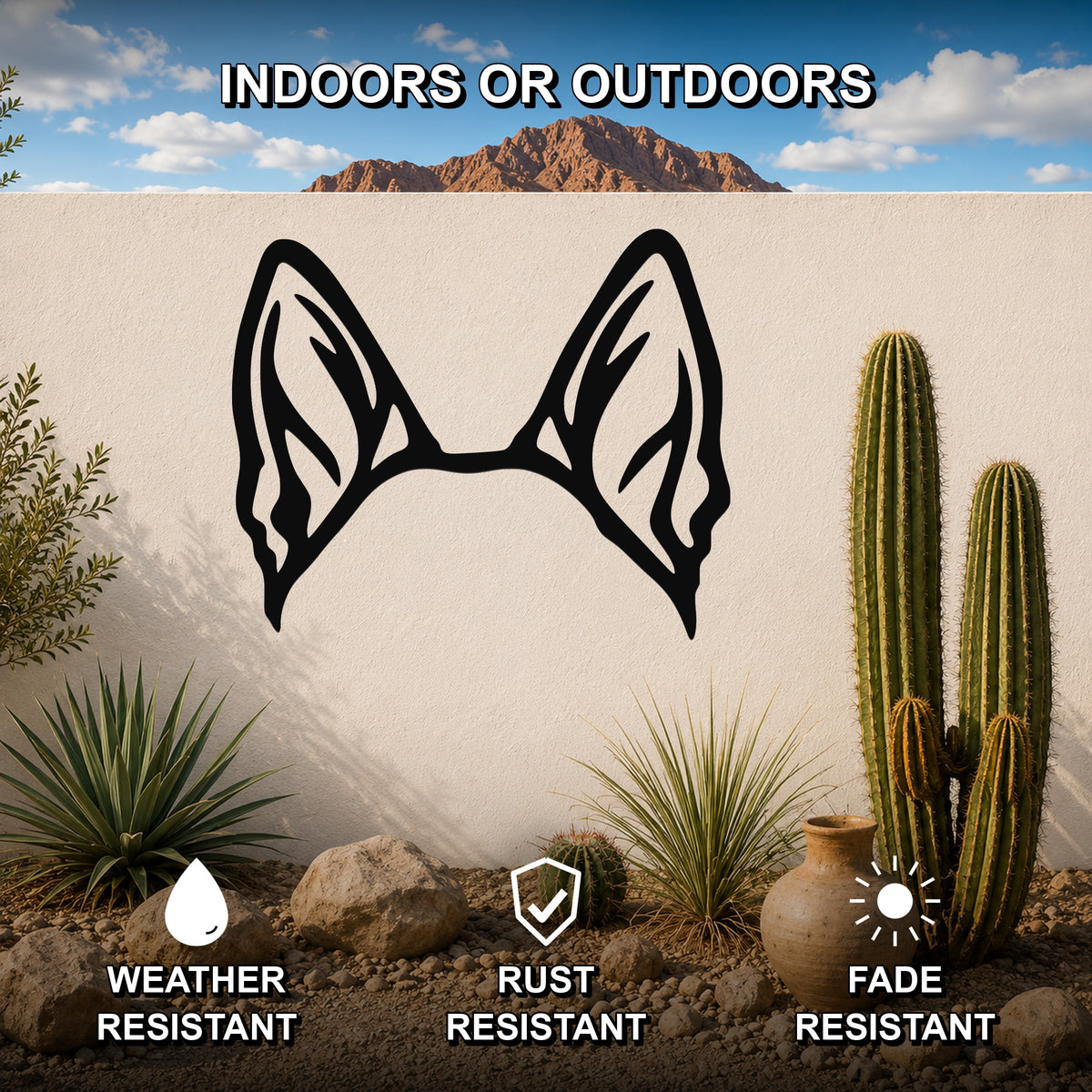 German Shepherd dog ear waterproof metal wall art, mockup 2