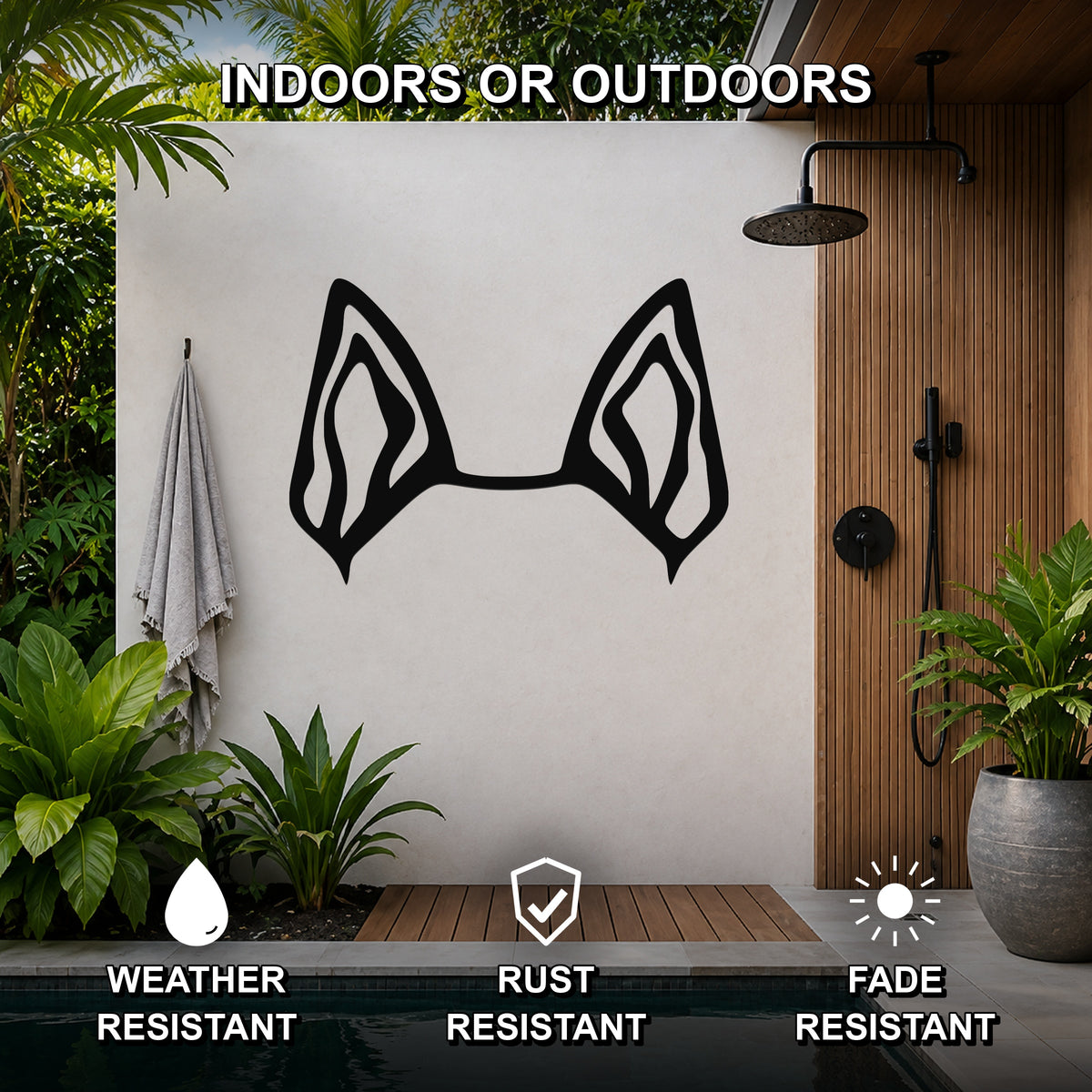 Mini Foxie dog ear waterproof metal wall art, mockup 2
