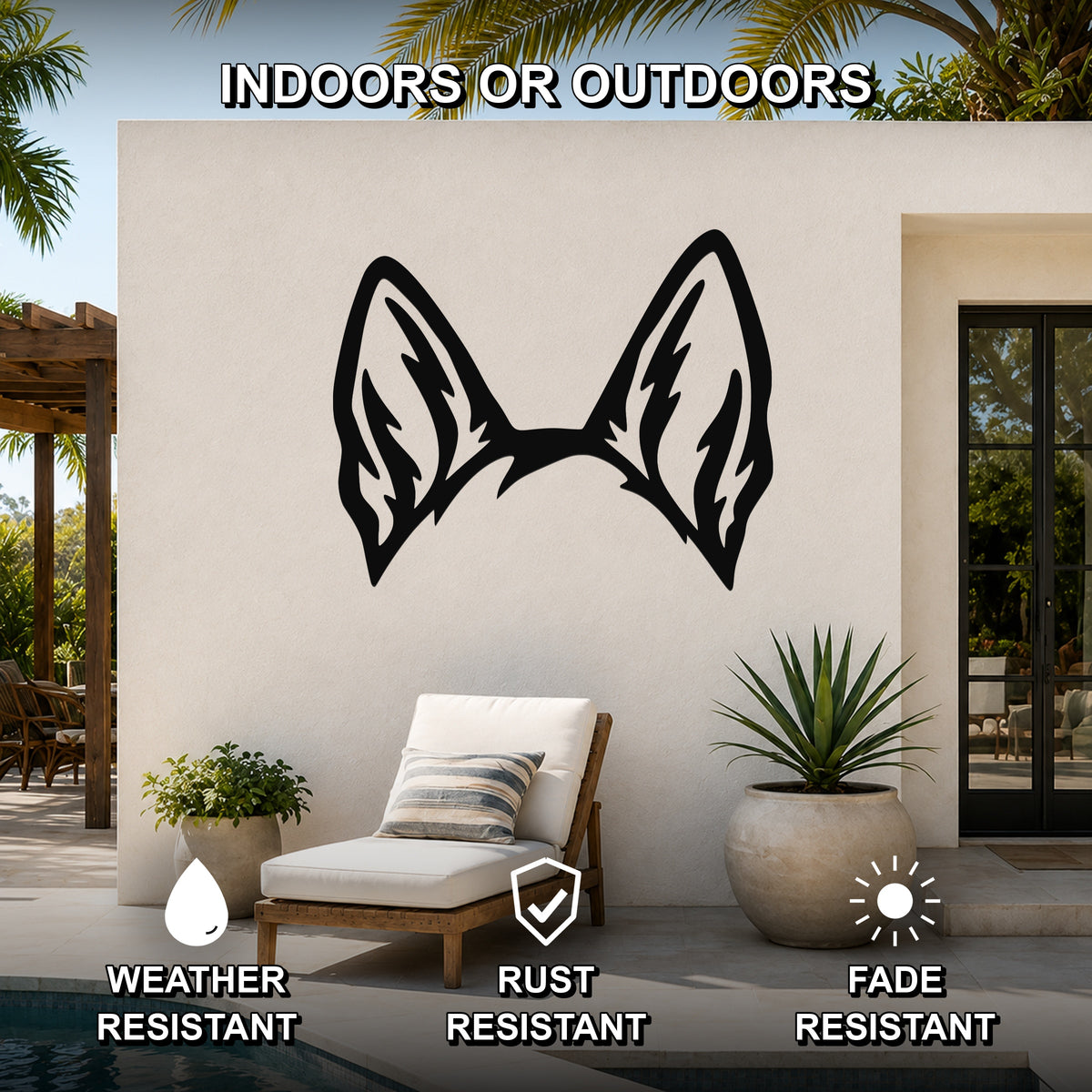 German Shepherd dog ear waterproof metal wall art, mockup 2