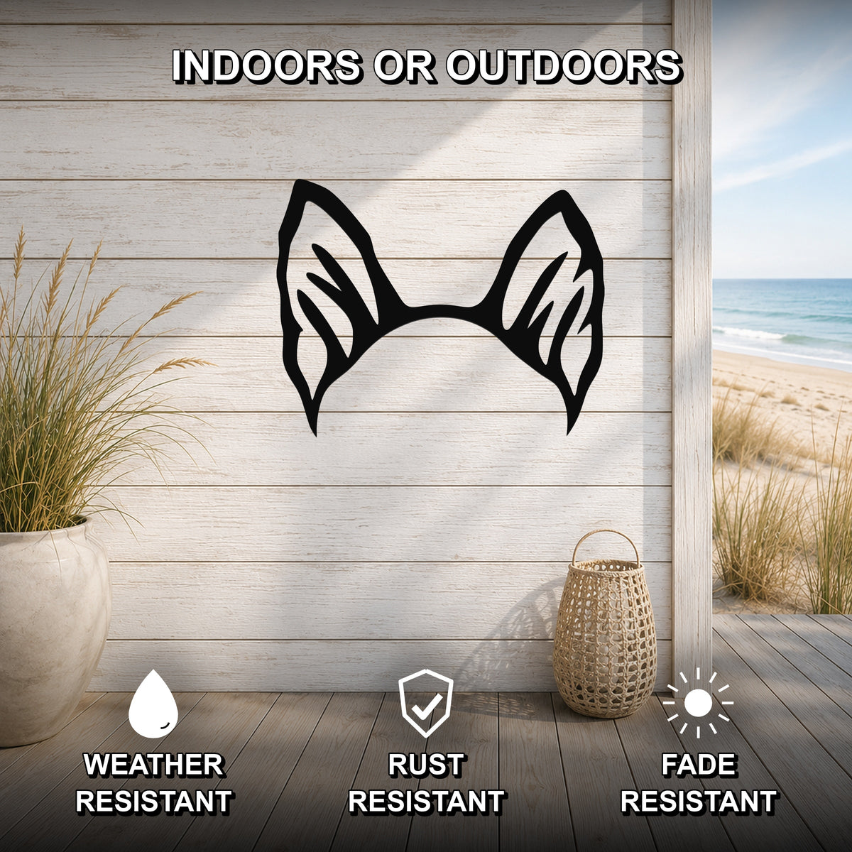 Pomsky dog ear waterproof metal wall art, mockup 2