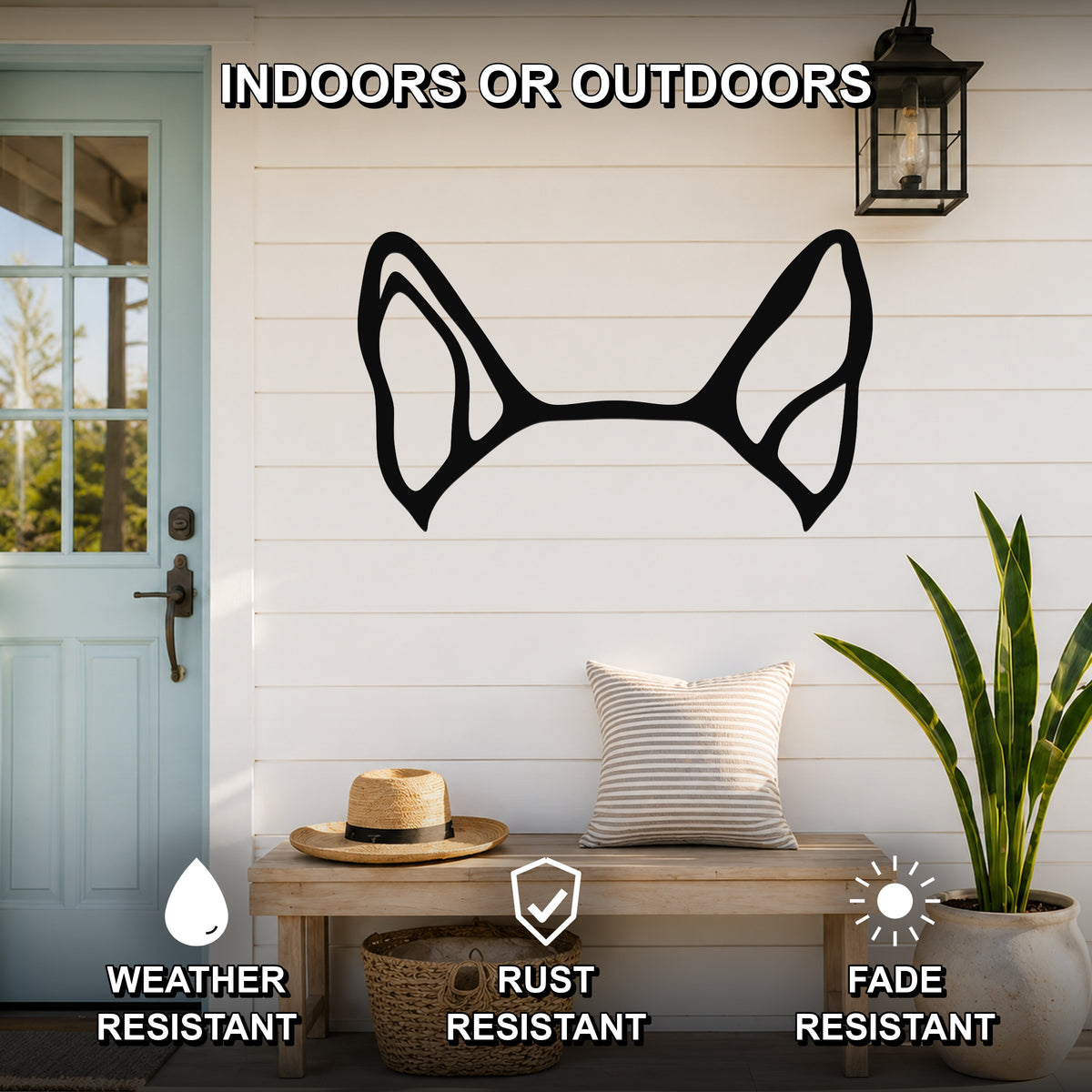 English Bulldog dog ear waterproof metal wall art, mockup 2