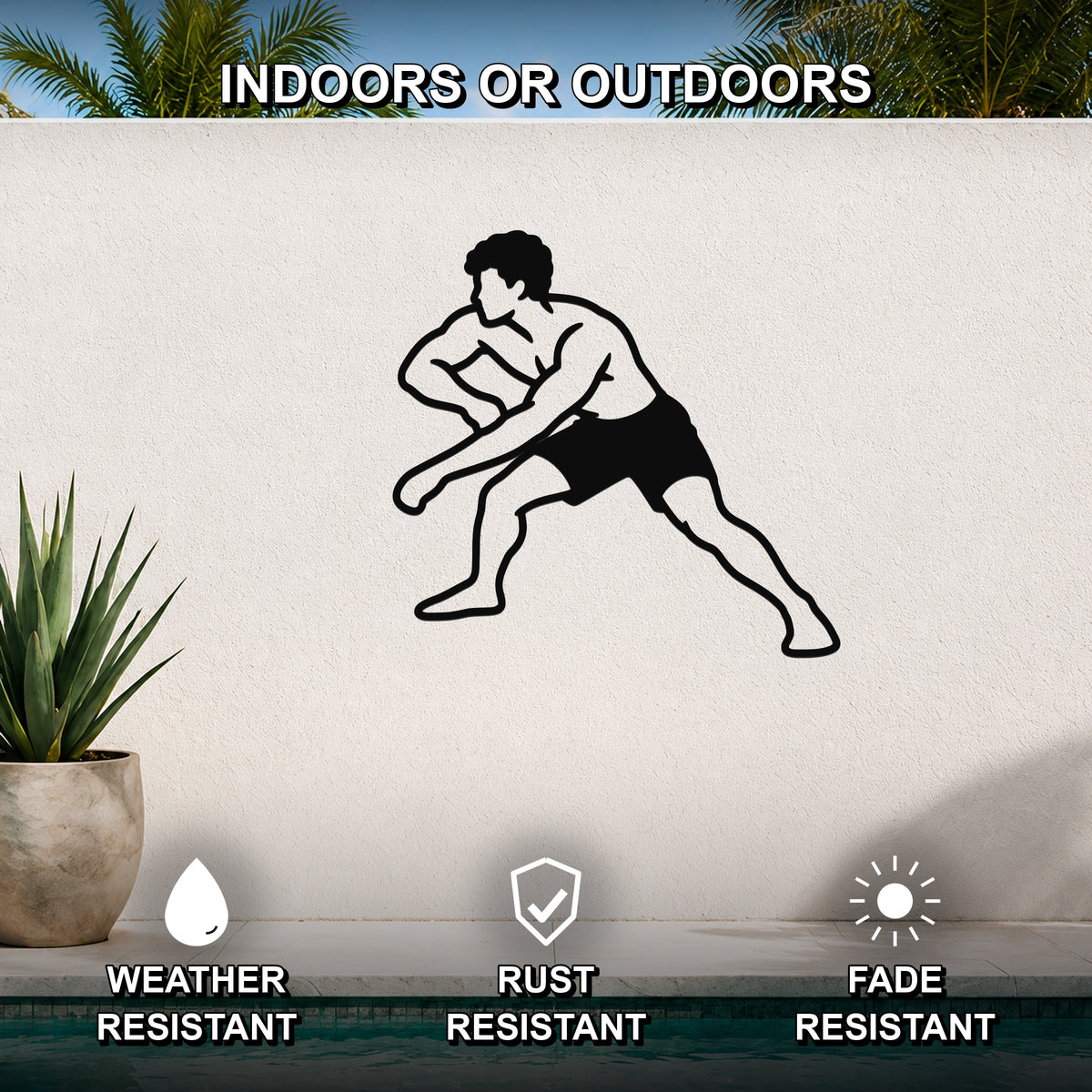 Male Wrestling Arm Drag waterproof steel metal wall art, mockup 2
