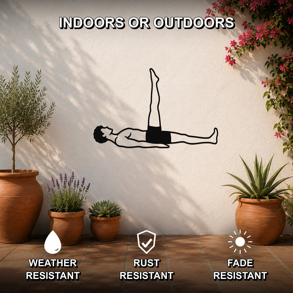 Male Classical Pilates One Leg Circle waterproof steel metal wall art, mockup 2
