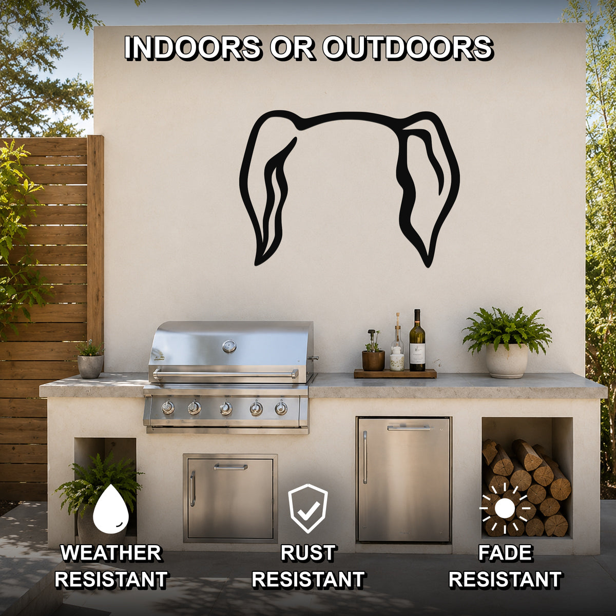 Wire-haired Dachshund dog ear waterproof metal wall art, mockup 2
