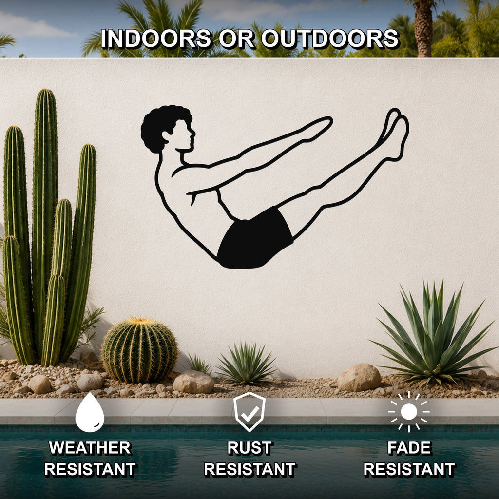 Male Classical Pilates Teaser waterproof steel metal wall art, mockup 2