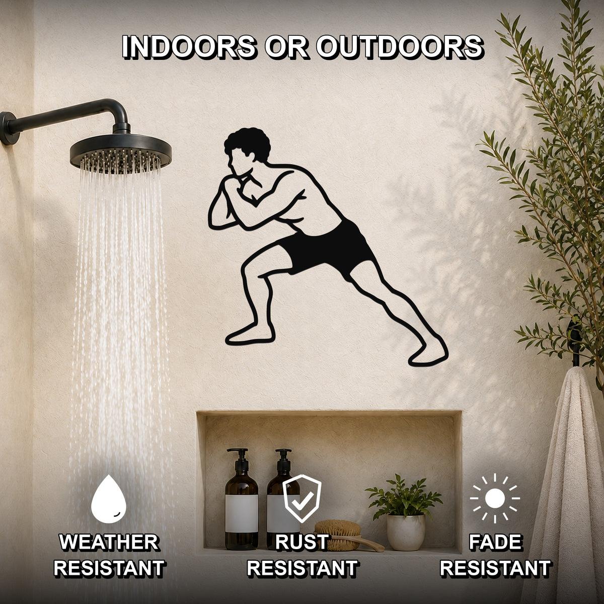 Male Wrestling Underhook Control waterproof steel metal wall art, mockup 2