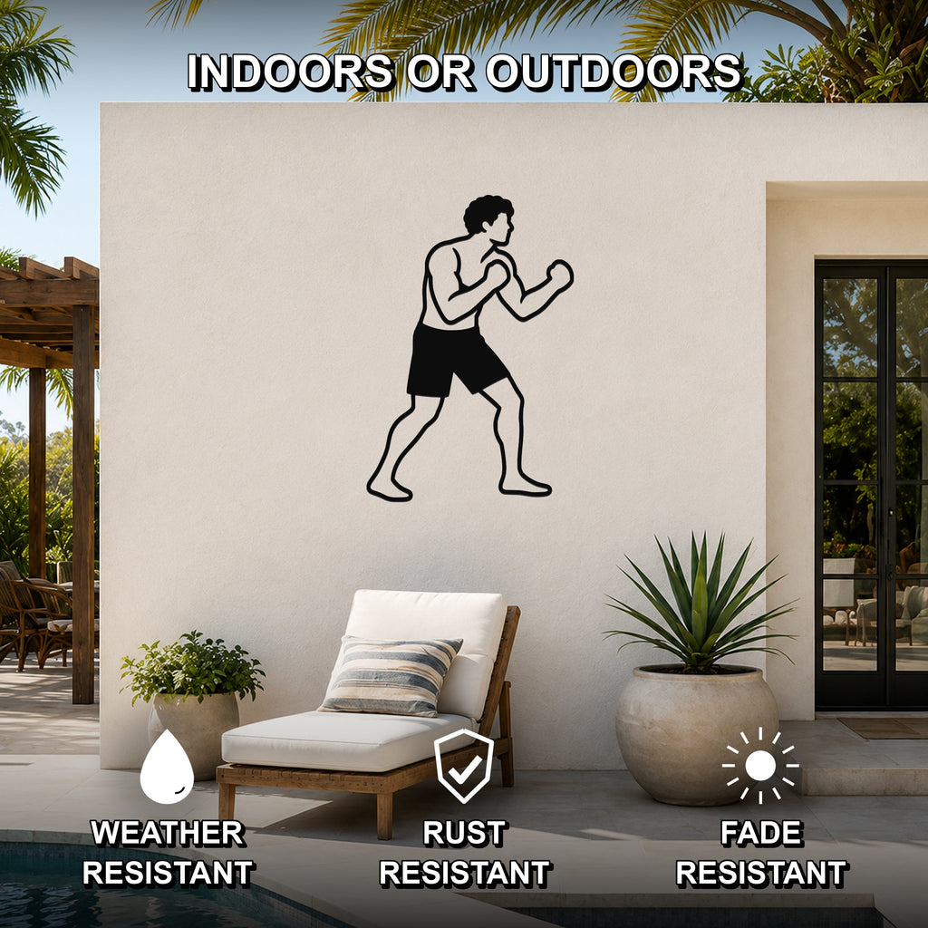 Male Boxing REAR UPPERCUT waterproof steel metal wall art, mockup 2