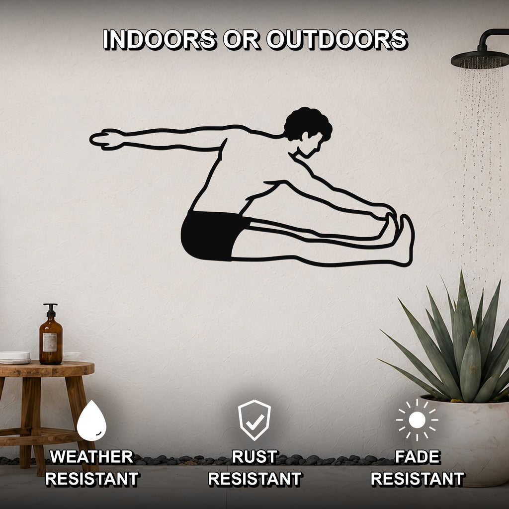 Male Classical Pilates Saw waterproof steel metal wall art, mockup 2
