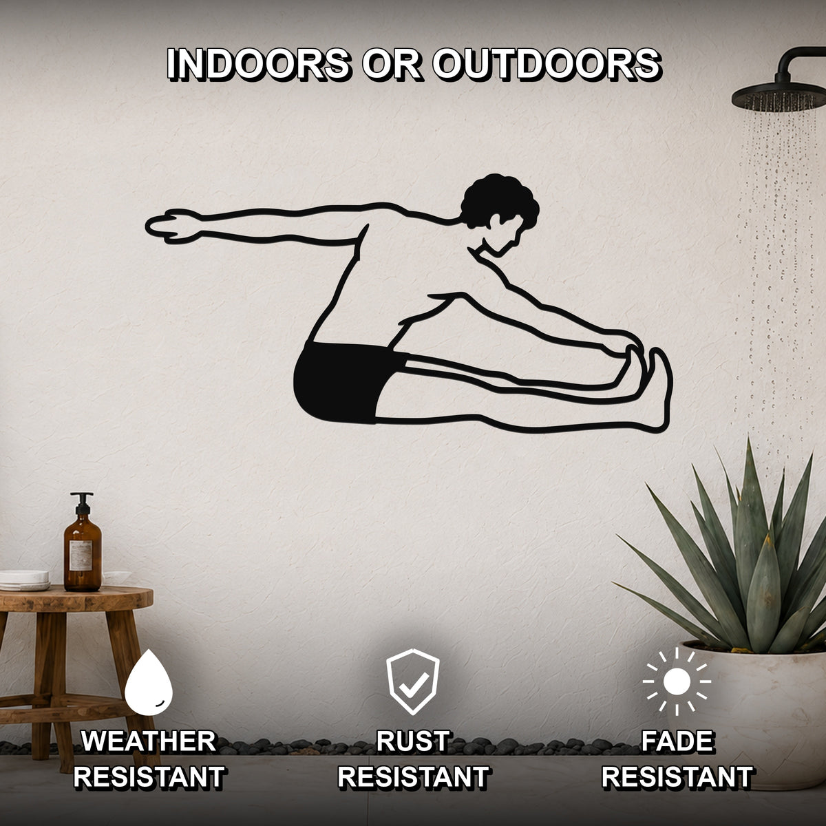 Male Classical Pilates Saw waterproof steel metal wall art, mockup 2