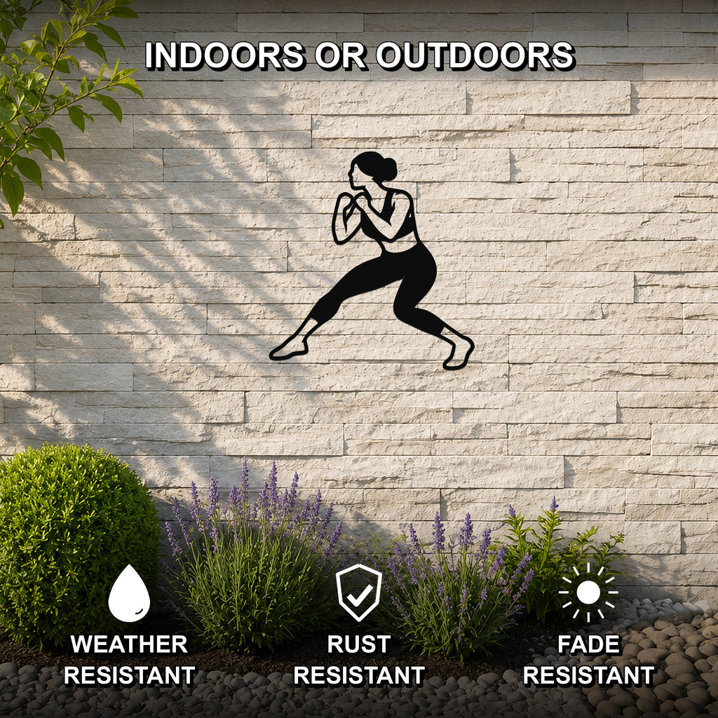 Female Wrestling Back Step Defense waterproof steel metal wall art, mockup 2
