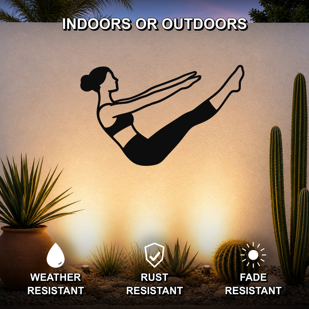 Female Classical Pilates Teaser waterproof steel metal wall art, mockup 2