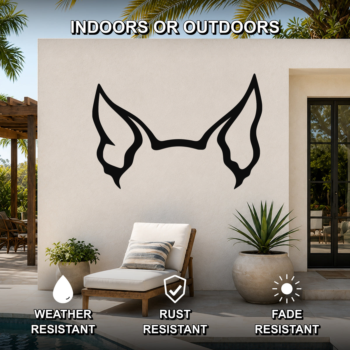 Miniature Pinscher dog ear waterproof metal wall art, mockup 2