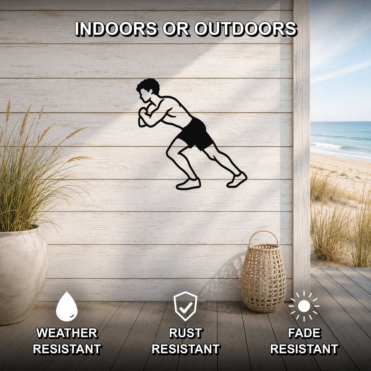 Male Wrestling Hip Pressure Drive waterproof steel metal wall art, mockup 2