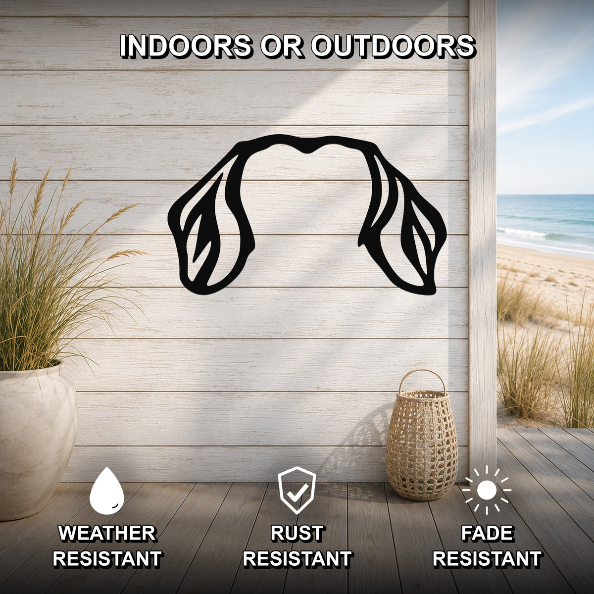 Wire-haired Dachshund dog ear waterproof metal wall art, mockup 2