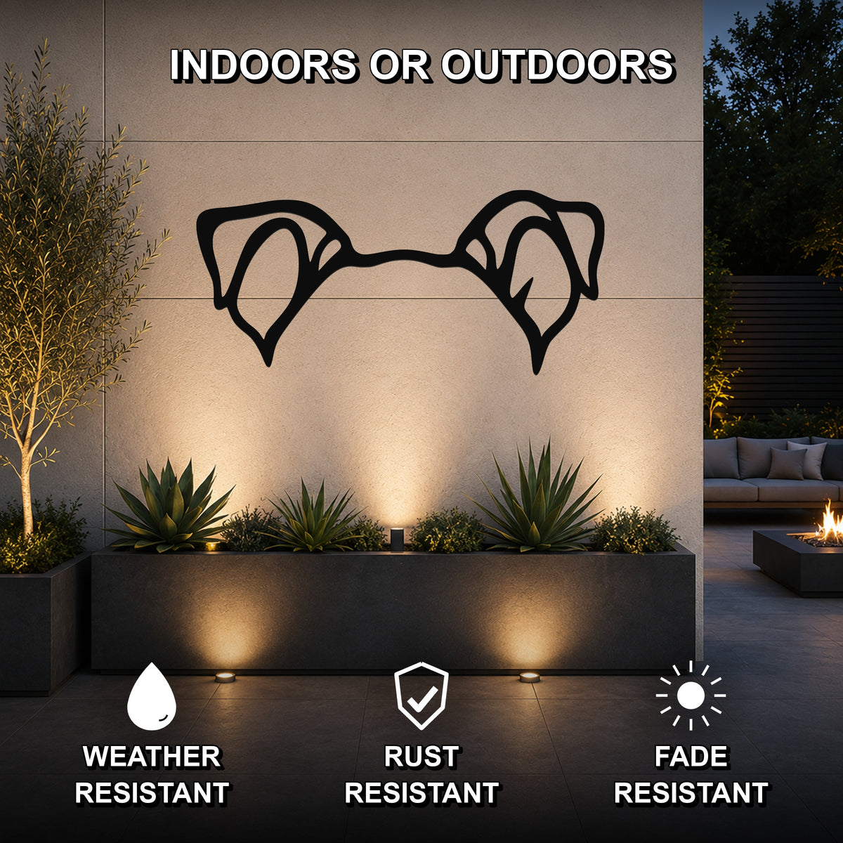 Pitsky dog ear waterproof metal wall art, mockup 2