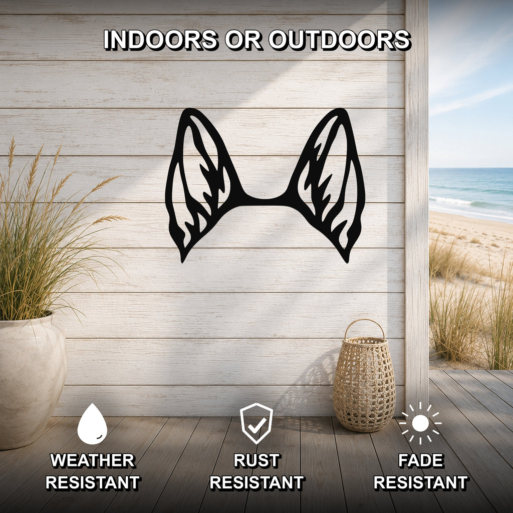 Belgian Malinois dog ear waterproof metal wall art, mockup 2