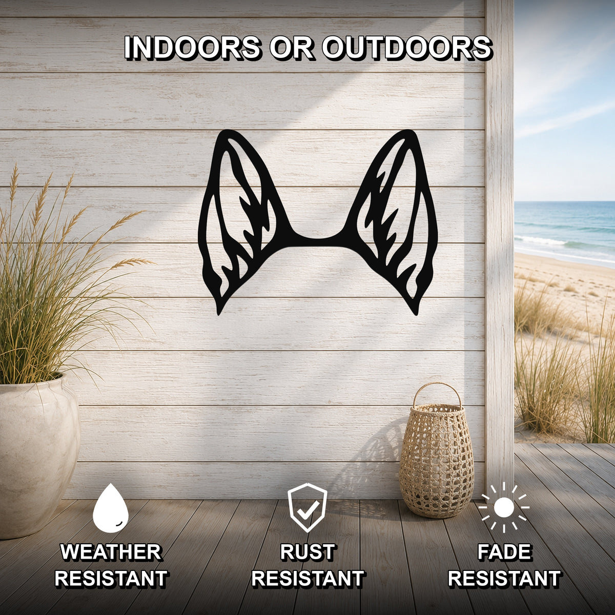 Belgian Malinois dog ear waterproof metal wall art, mockup 2