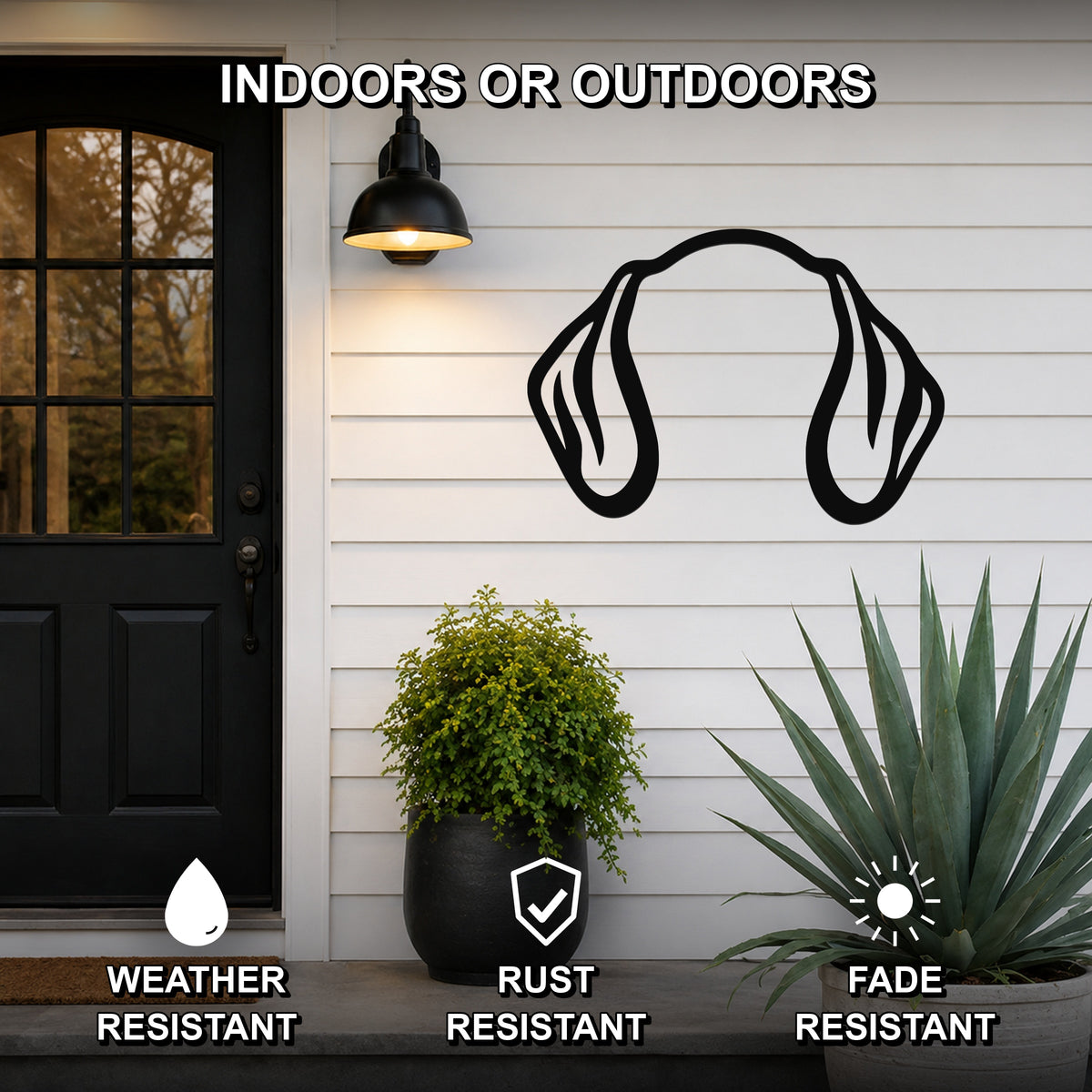 Dachshund dog ear waterproof metal wall art, mockup 2