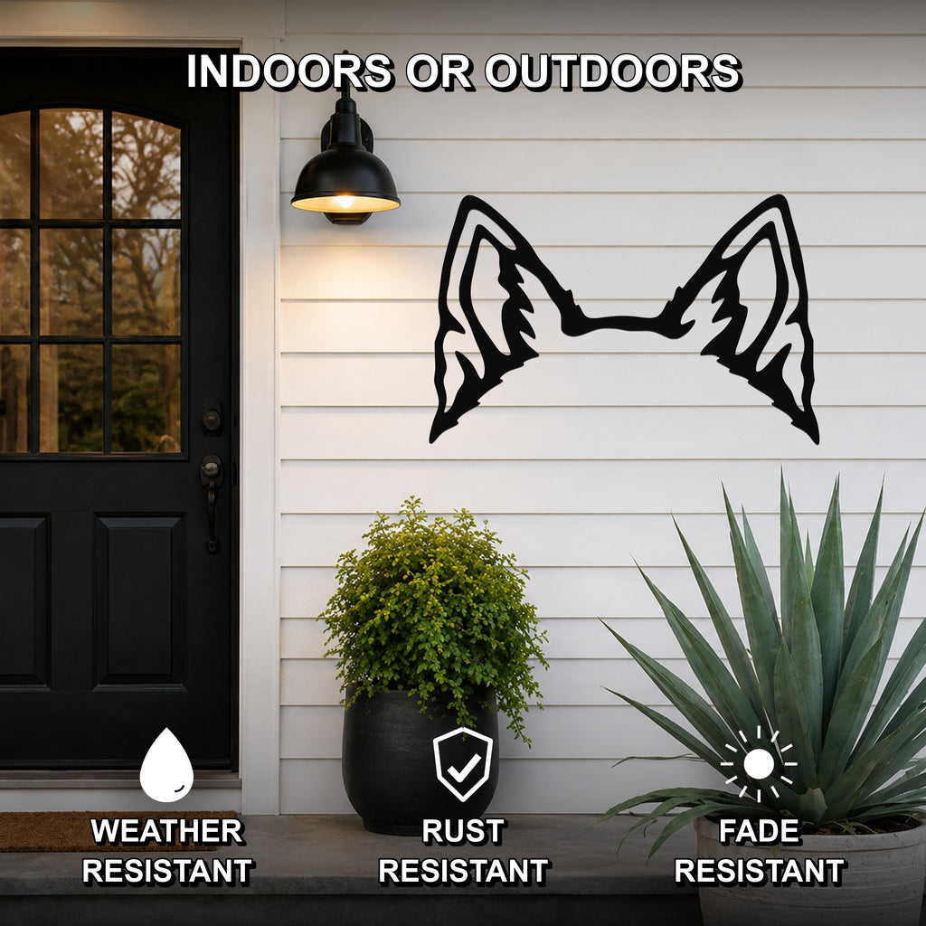 Schipperke dog ear waterproof metal wall art, mockup 2