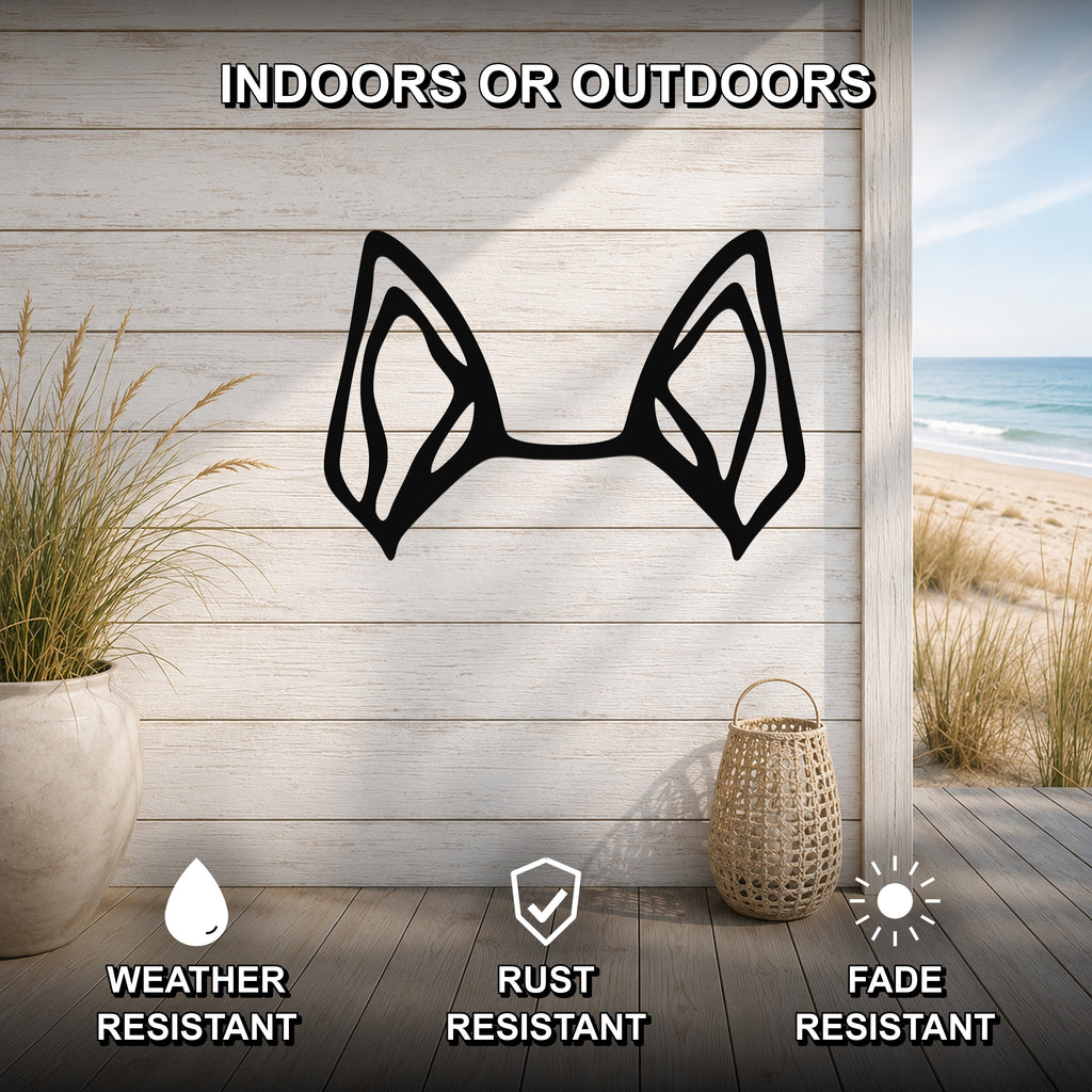 Mini Foxie dog ear waterproof metal wall art, mockup 2