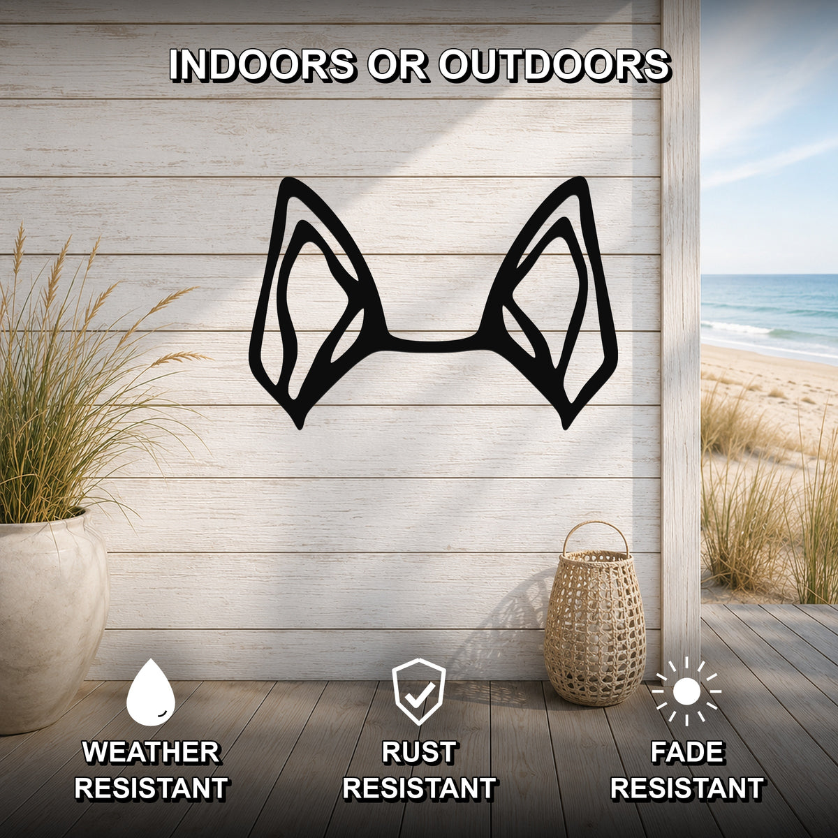 Mini Foxie dog ear waterproof metal wall art, mockup 2