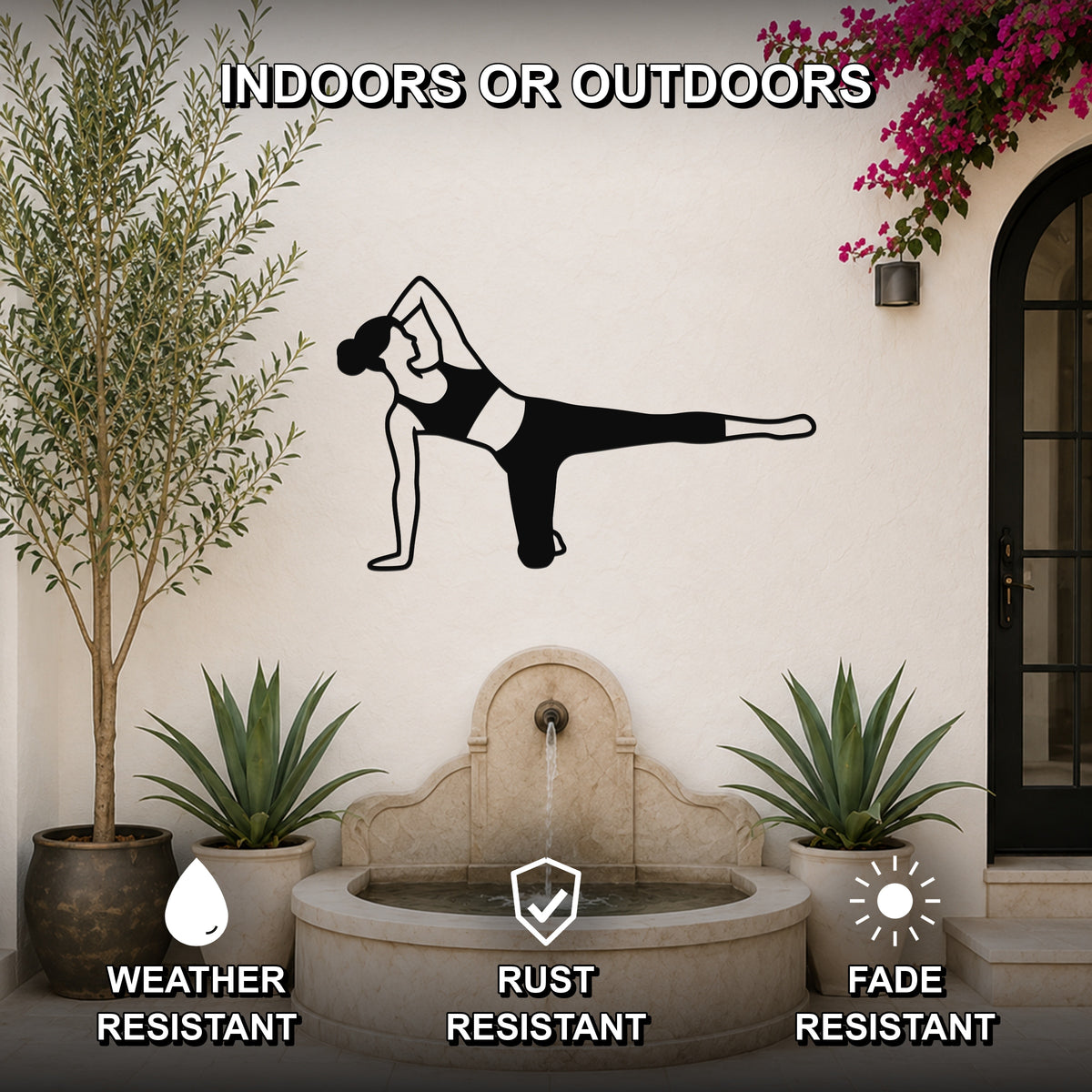 Female Classical Pilates Side Kick Kneeling waterproof steel metal wall art, mockup 2