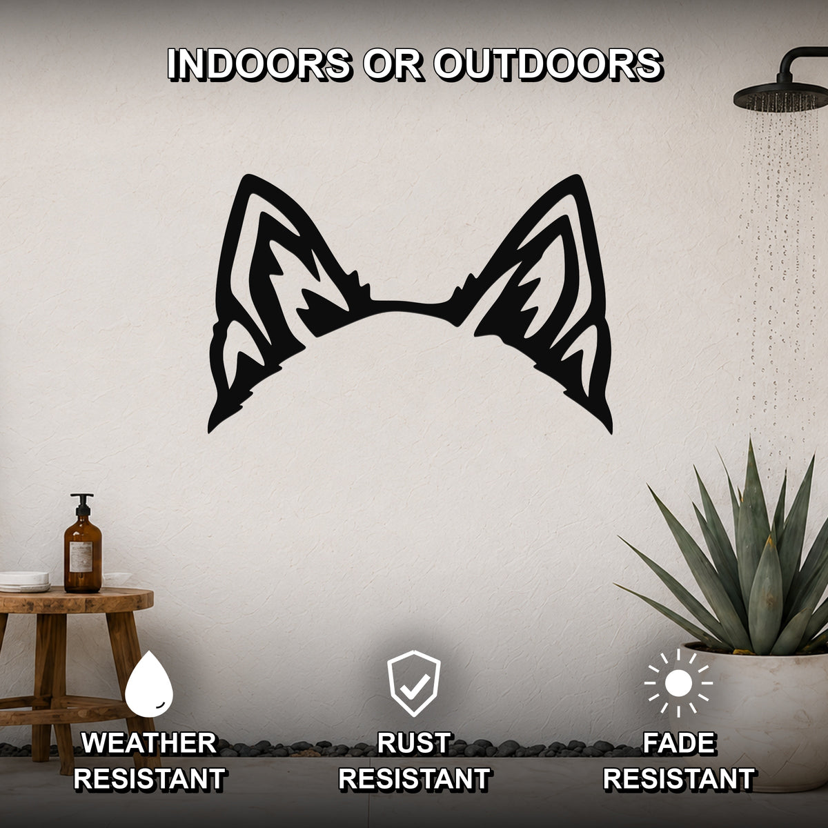 Schipperke dog ear waterproof metal wall art, mockup 2