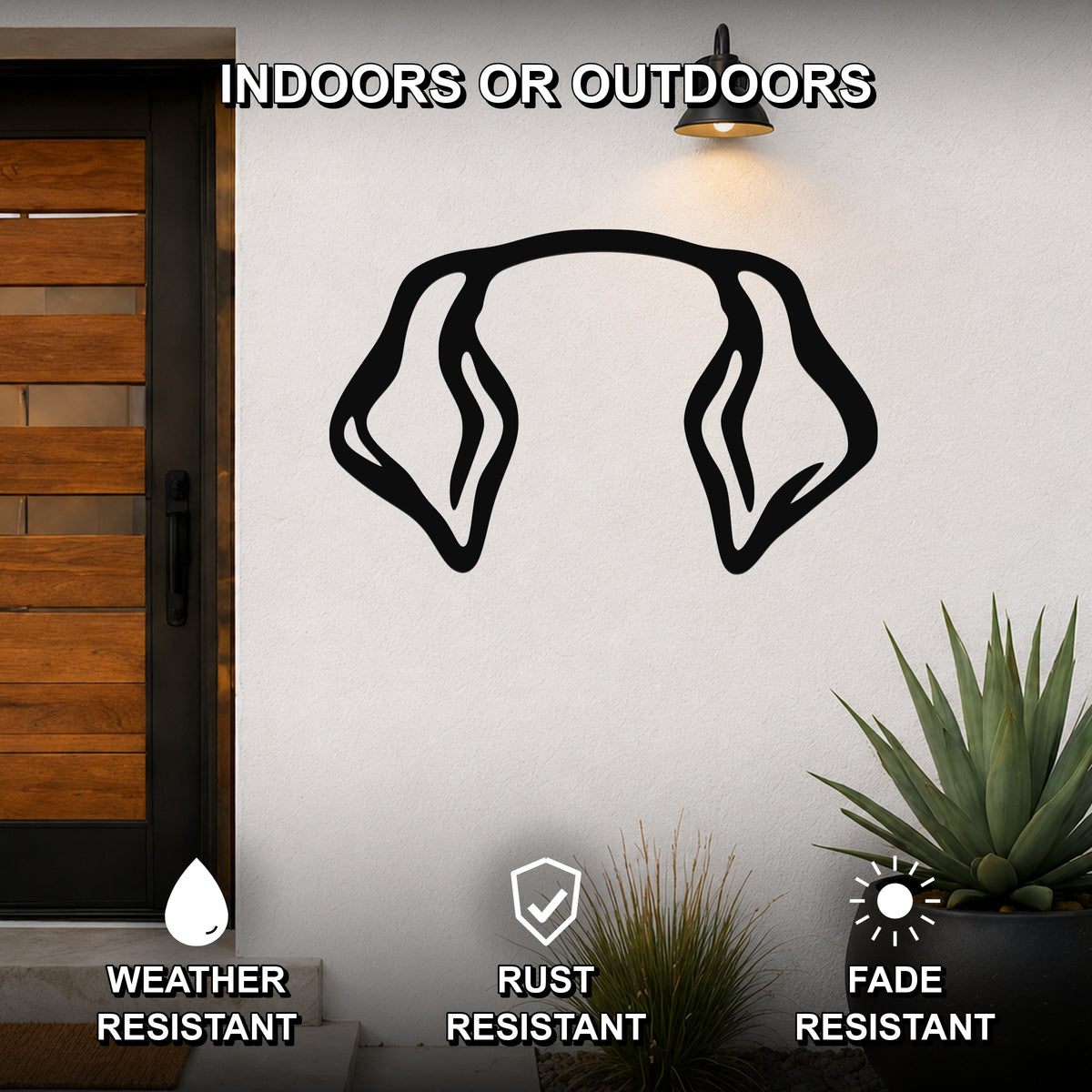 Weimaraner dog ear waterproof metal wall art, mockup 2