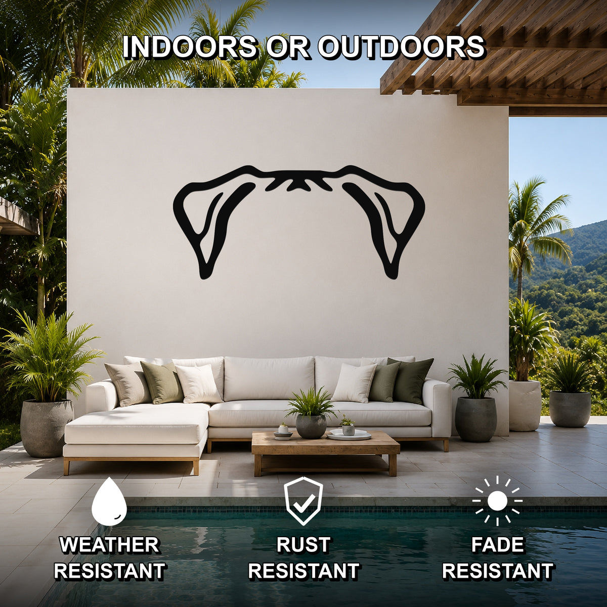 Pug dog ear waterproof metal wall art, mockup 2