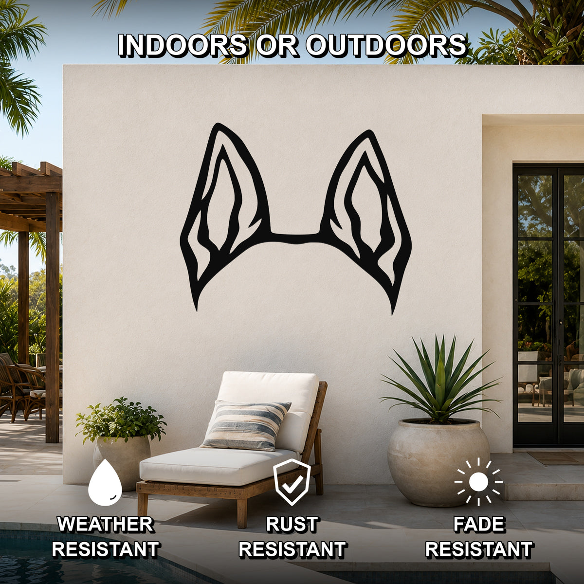 Dutch Shepherd dog ear waterproof metal wall art, mockup 2