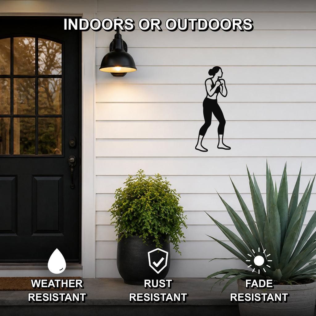 Female Boxing BLOCK waterproof steel metal wall art, mockup 2