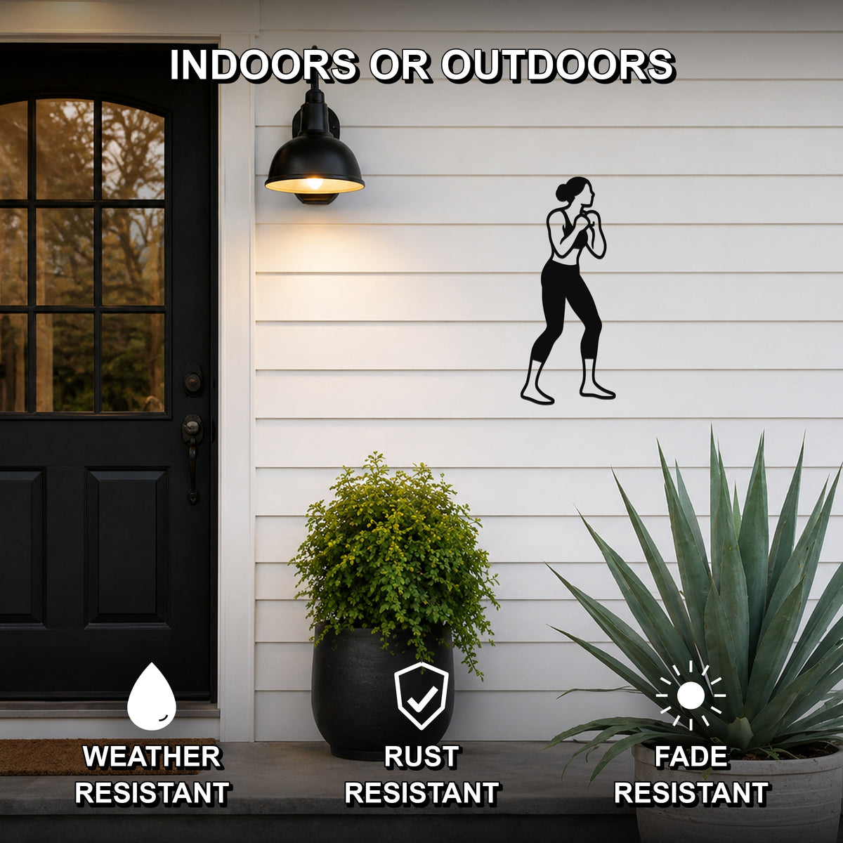 Female Boxing BLOCK waterproof steel metal wall art, mockup 2