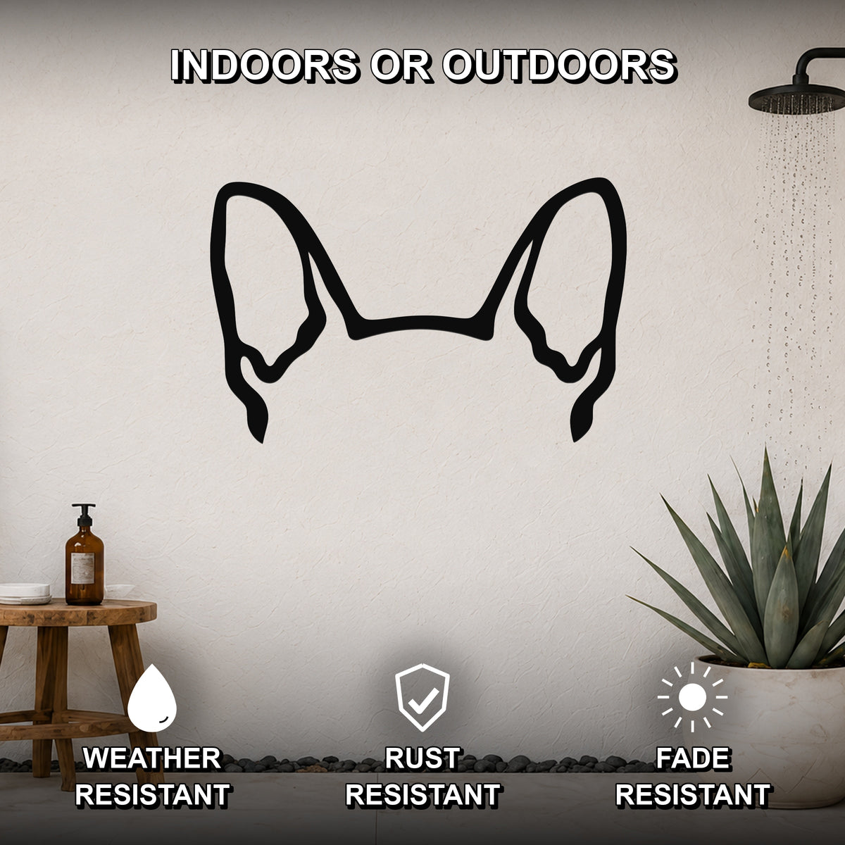 Boston Terrier dog ear waterproof metal wall art, mockup 2