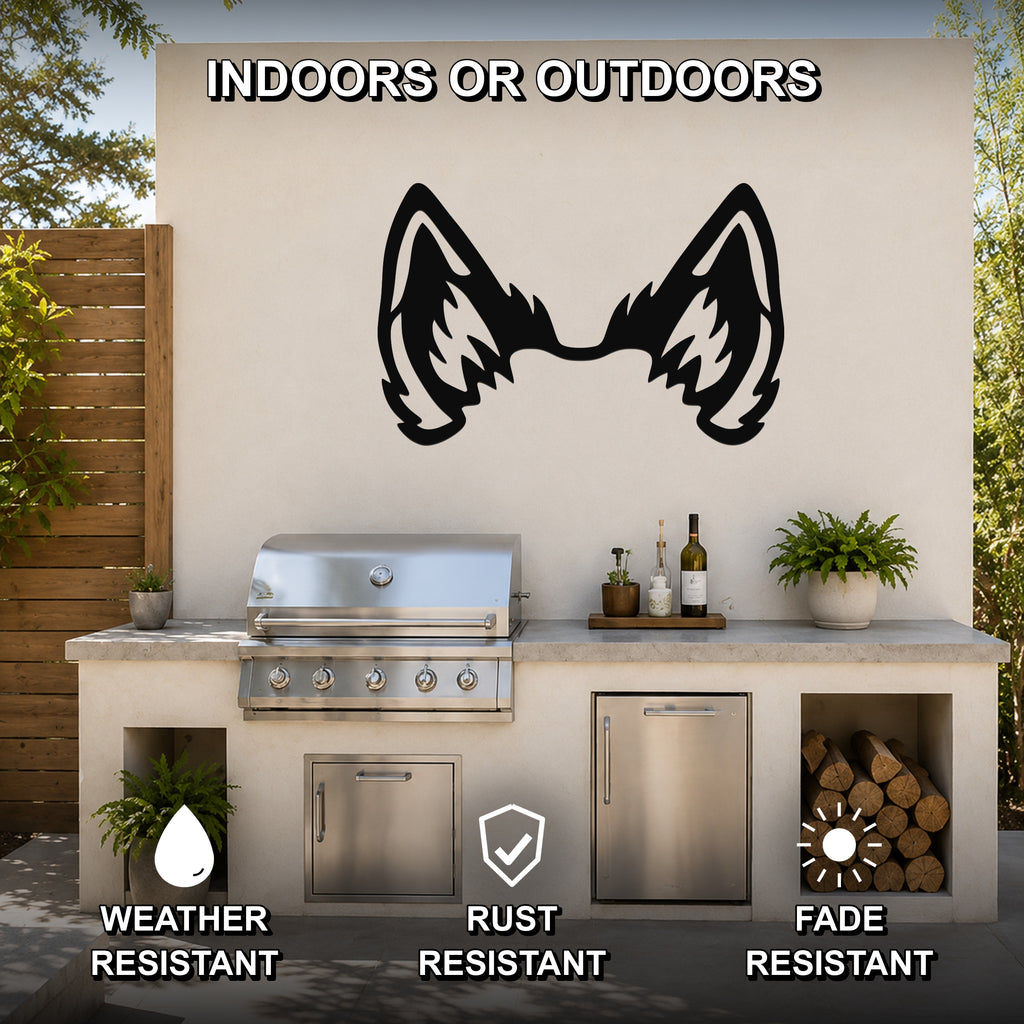 Wolf dog ear waterproof metal wall art, mockup 2