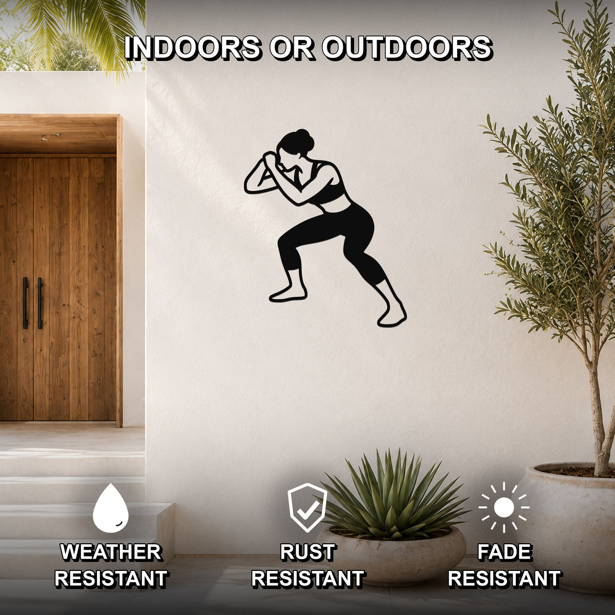 Female Wrestling Snap Down Motion waterproof steel metal wall art, mockup 2