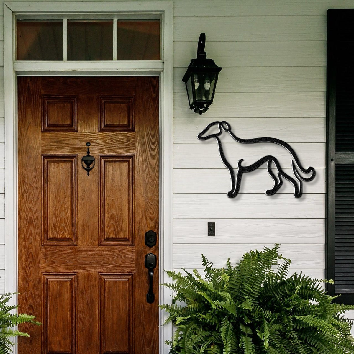 Borzoi Dog Metal Wall Art: Graceful Sighthound Silhouette, Modern Minimalist Decor (Powder-Coated Steel, Weatherproof)