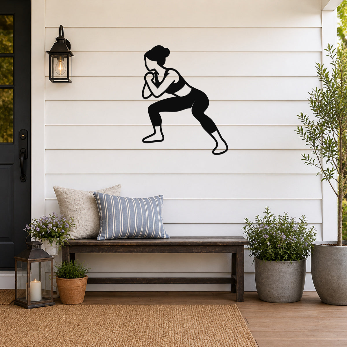Female Wrestling Overhook Control waterproof steel metal wall art, mockup 3