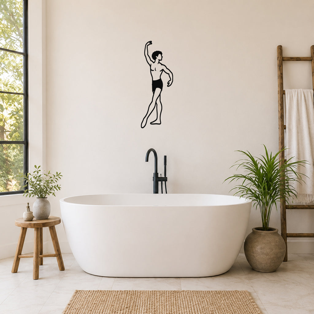 Male Ballet Croisé devant waterproof steel metal wall art, mockup 3