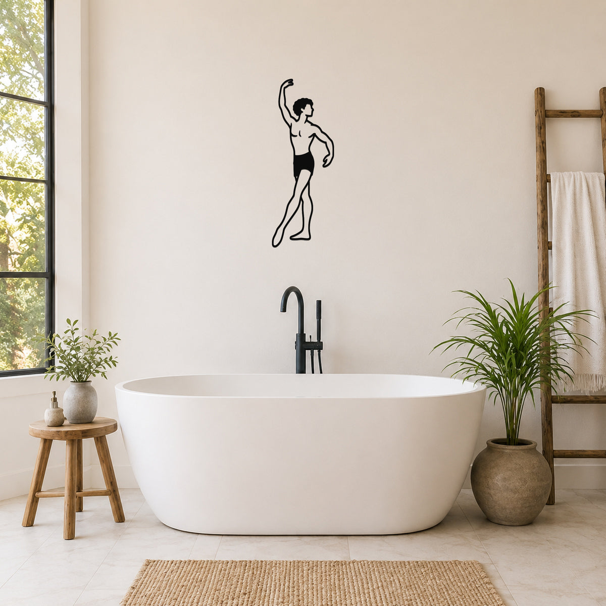Male Ballet Croisé devant waterproof steel metal wall art, mockup 3
