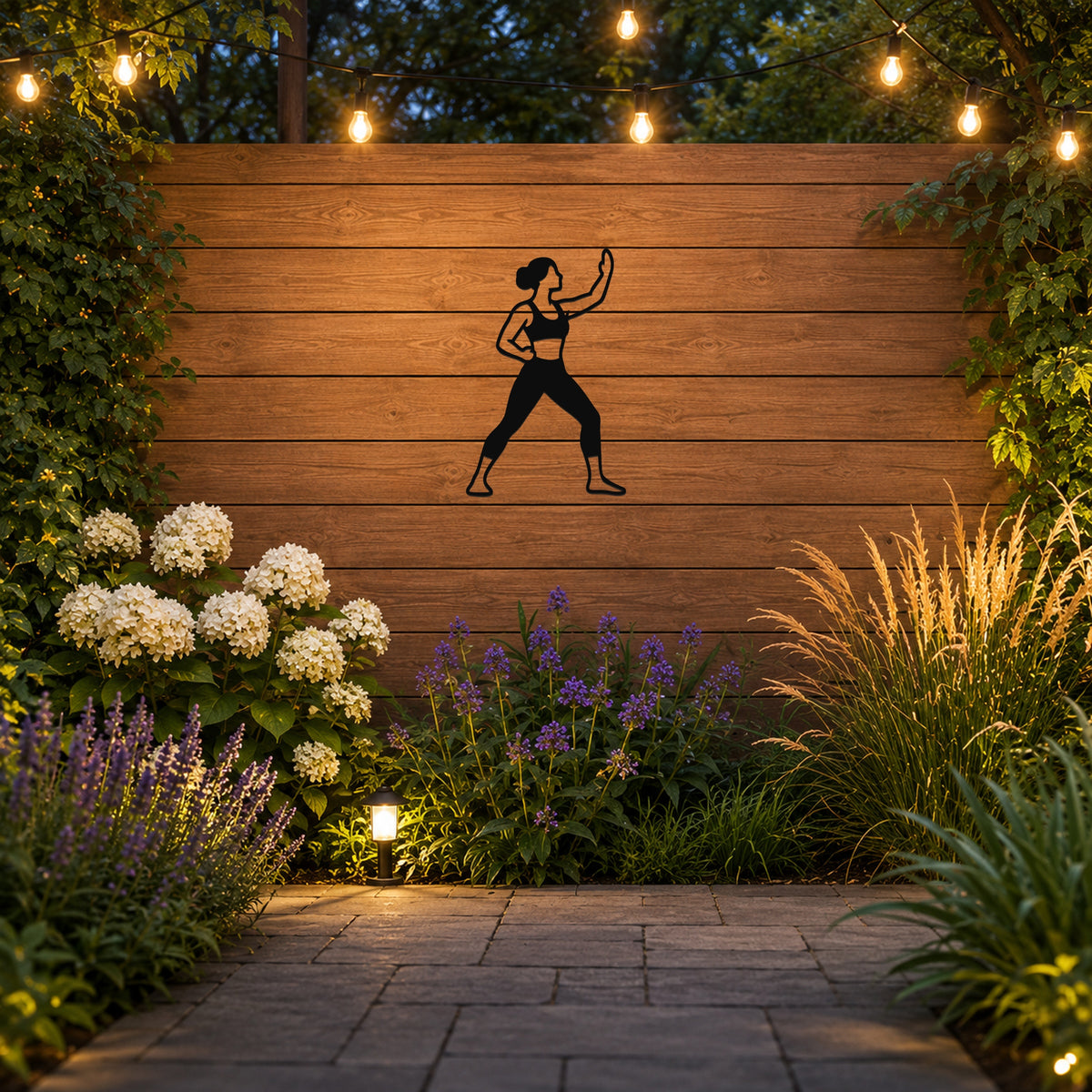 Female Karate Rising Block waterproof steel metal wall art, mockup 3