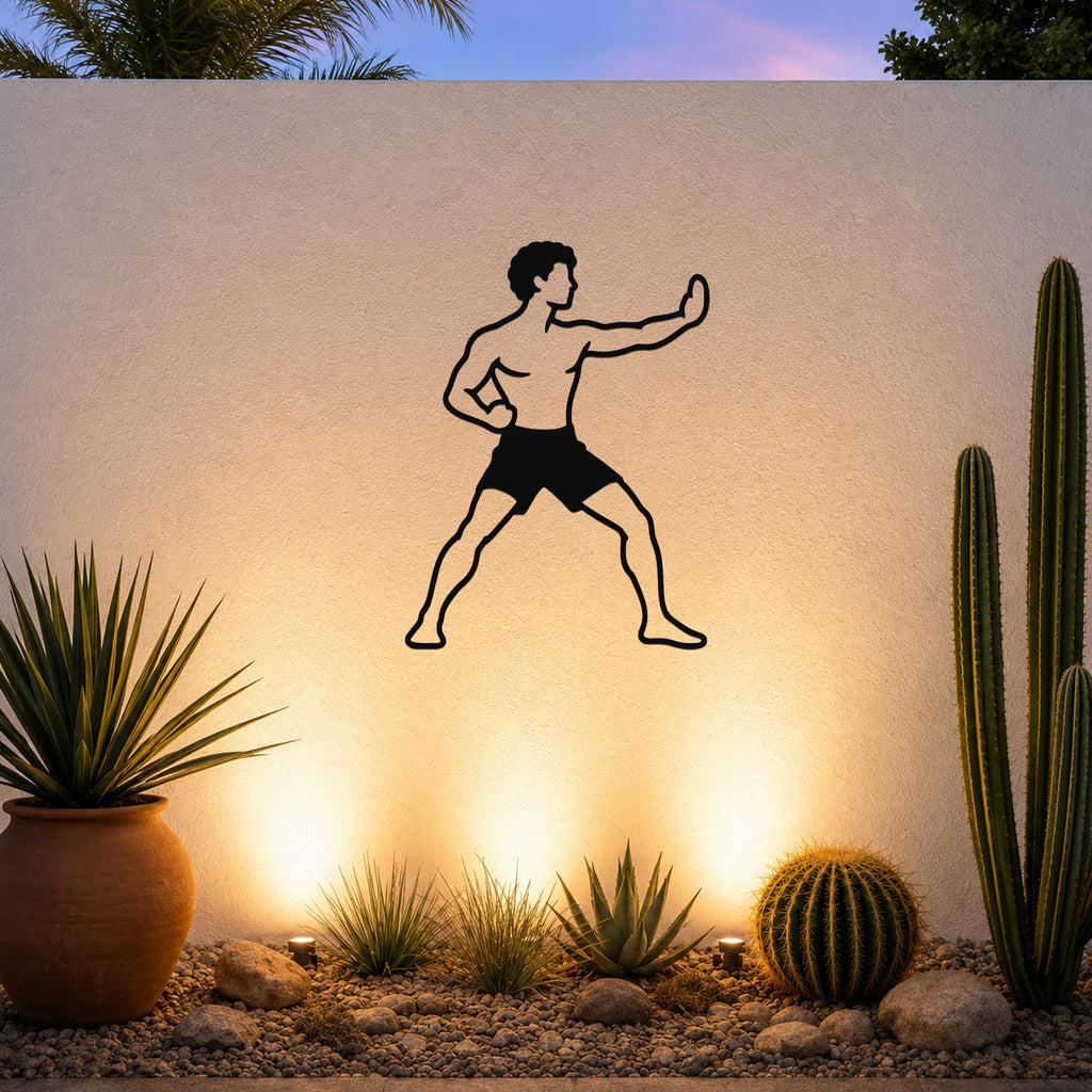 Male Karate Inside Block waterproof steel metal wall art, mockup 3