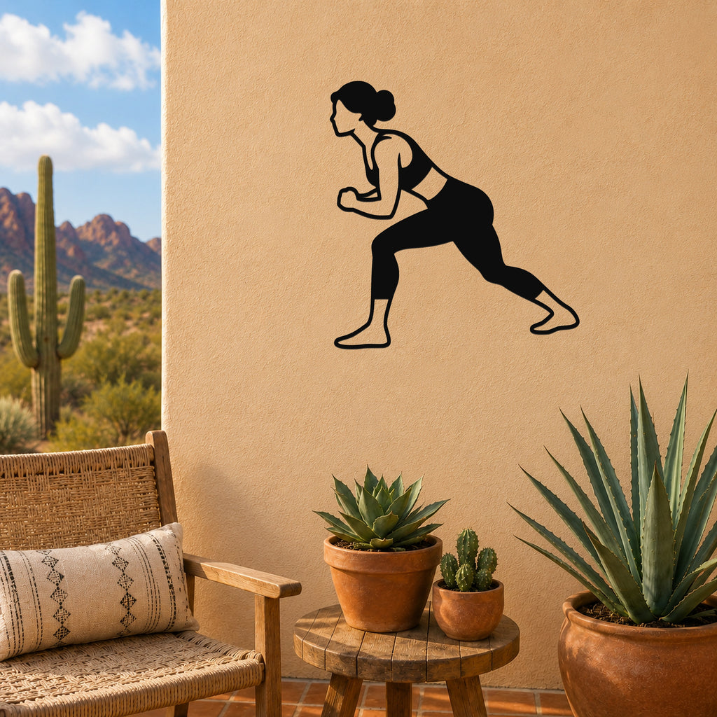 Female Wrestling Circle Movement waterproof steel metal wall art, mockup 3