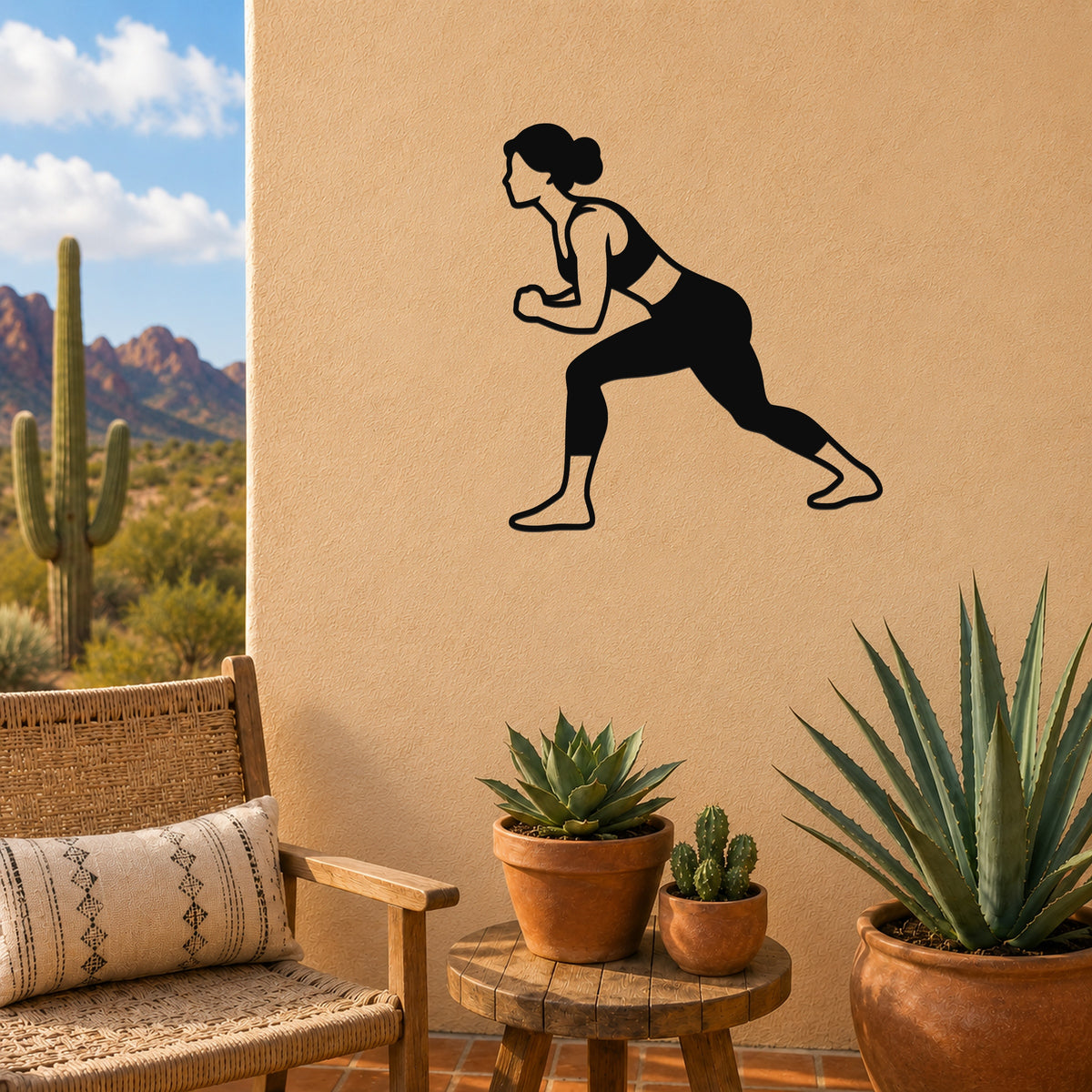 Female Wrestling Circle Movement waterproof steel metal wall art, mockup 3